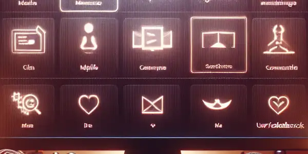 A modern digital space showcasing BDSM resources with engaging community elements and subtle thematic imagery.